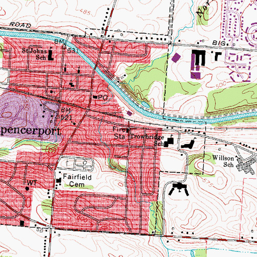 Topographic Map of Spencerport Fire District Station 1, NY