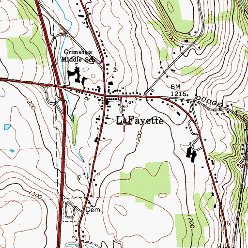 Topographic Map of LaFayette Fire Department Station 1, NY