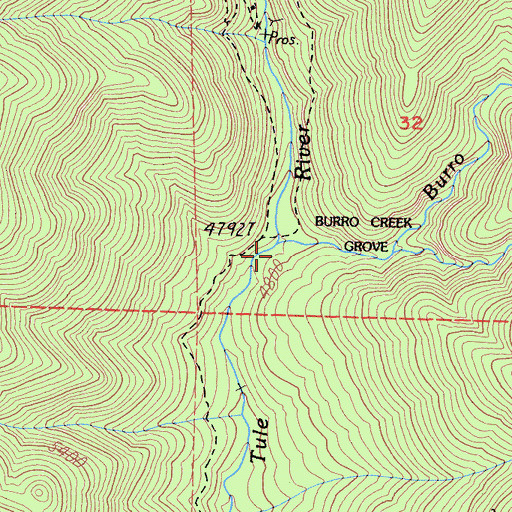 Topographic Map of Burro Creek, CA