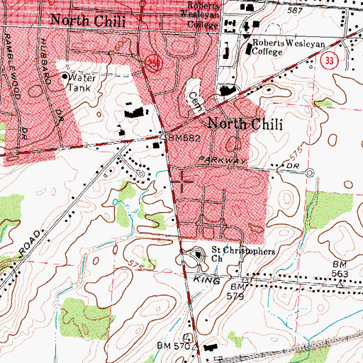 Topographic Map of Chili Fire Department Station 2, NY
