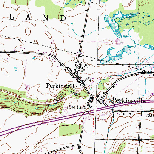Topographic Map of Perkinsville Fire Department, NY
