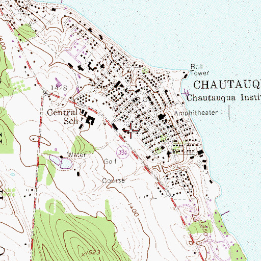Topographic Map of Chautauqua Volunteer Fire Department, NY