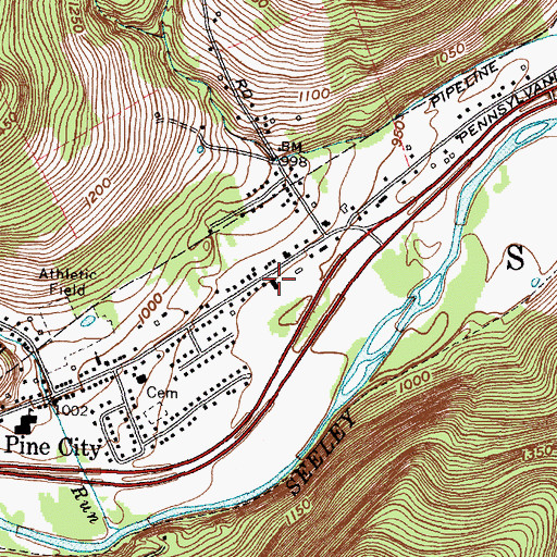 Topographic Map of Pine City Fire Company, NY
