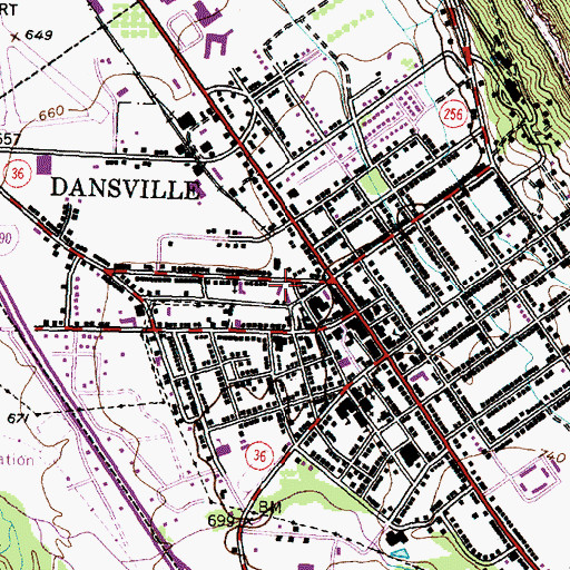 Topographic Map of Dansville Fire Department, NY
