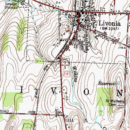 Topographic Map of Livonia Fire Department, NY