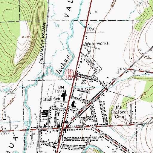 Topographic Map of Franklinville Fire Department, NY