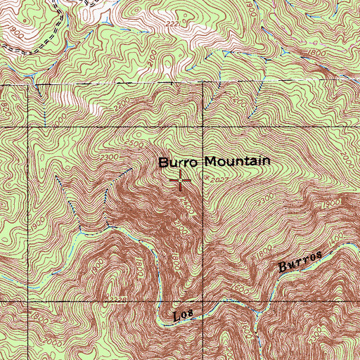 Topographic Map of Burro Mountain, CA