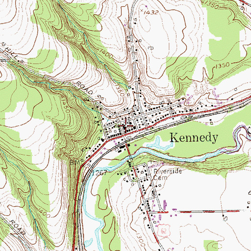 Topographic Map of Kennedy Fire Department, NY