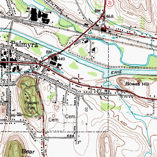 Topographic Map of Palmyra Fire Department, NY