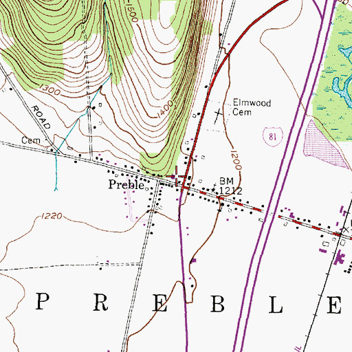 Topographic Map of Preble Fire Department, NY