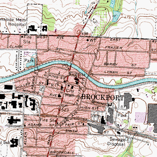 Topographic Map of Brockport Fire Department Station 1, NY