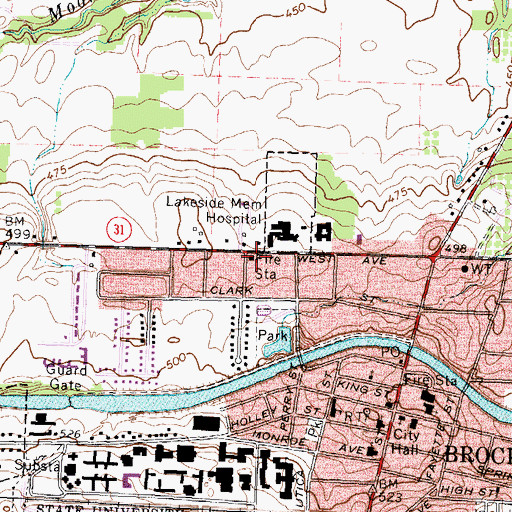 Topographic Map of Brockport Fire Department Station 3, NY