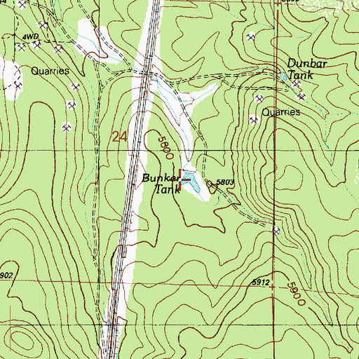 Topographic Map of Bunker Tank, AZ