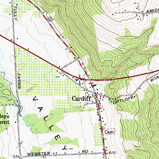 Topographic Map of LaFayette Fire Department Station 2, NY