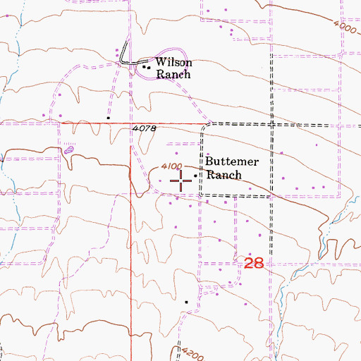 Topographic Map of Buttemer Ranch, CA