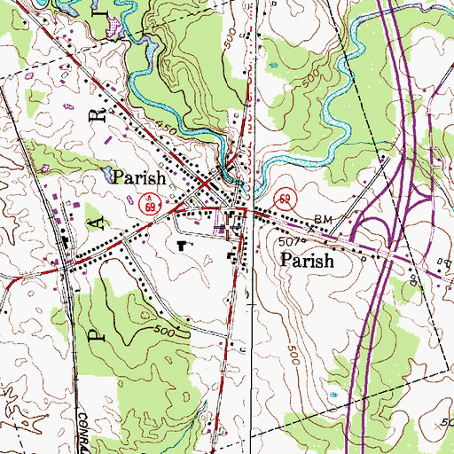 Topographic Map of Parish Volunteer Fire Department, NY