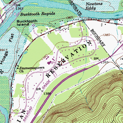 Topographic Map of Allegany Indian Reservation Fire Department, NY
