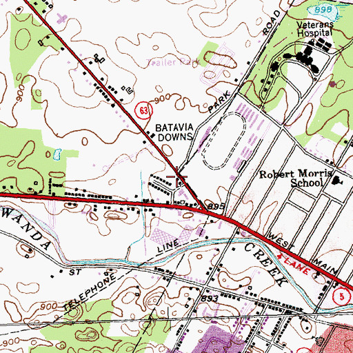 Topographic Map of Batavia Fire Department Station 1, NY