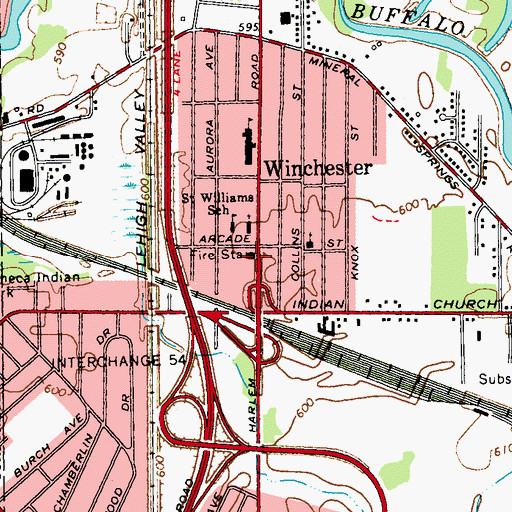 Topographic Map of Winchester Volunteer Fire Company, NY