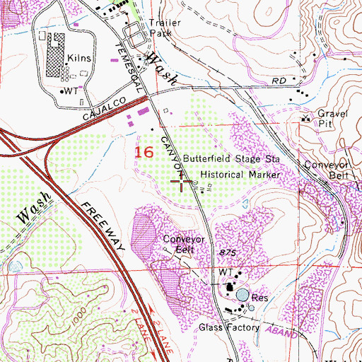 Topographic Map of Butterfield Stage Station Historical Marker, CA