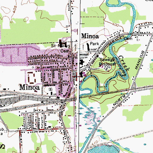 Topographic Map of Minoa Fire Department, NY