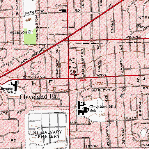 Topographic Map of Cleveland Hill Fire District, NY