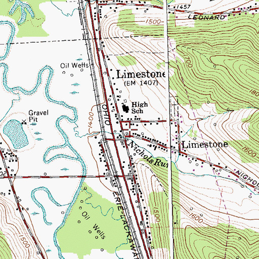 Topographic Map of Limestone Volunteer Fire Department Station 1, NY