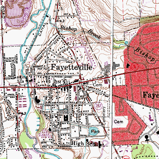 Topographic Map of Fayetteville Fire Department, NY