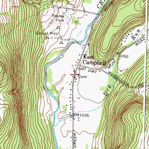 Topographic Map of East Campbell Fire Department, NY