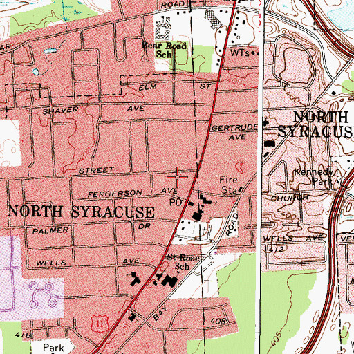 Topographic Map of North Syracuse Fire Department, NY