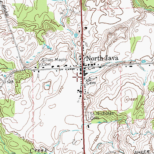 Topographic Map of North Java Fire Department Station 1, NY