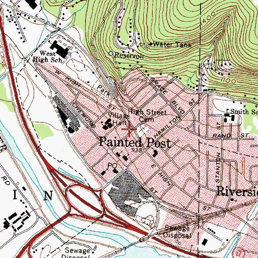 Topographic Map of Painted Post Fire Department, NY