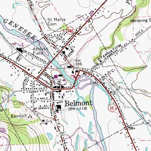 Topographic Map of Belmont Fire Department, NY