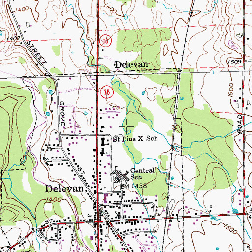 Topographic Map of Delevan Fire Fighters Training, NY