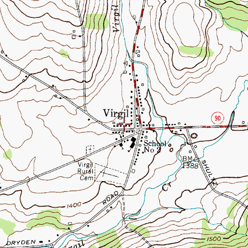 Topographic Map of Virgil Fire Department, NY