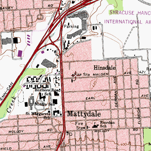 Topographic Map of Hinsdale Volunteer Fire Department, NY