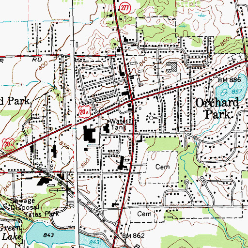 Topographic Map of Orchard Park Volunteer Fire Company Station 1, NY
