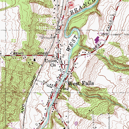 Topographic Map of West Falls Fire Company, NY