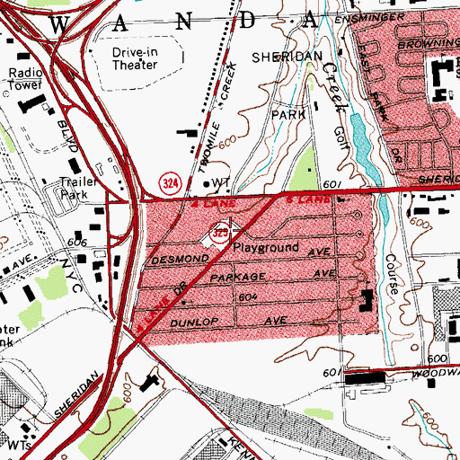 Topographic Map of Sheridan Park Volunteer Fire Company District 4 Station 1, NY