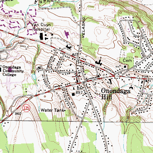 Topographic Map of Onondaga Hill Fire Department, NY