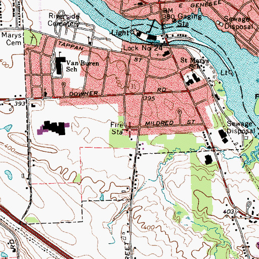 Topographic Map of Baldwinsville Village Fire Department, NY