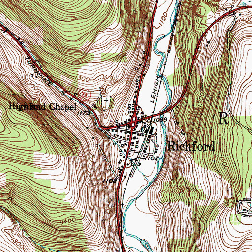 Topographic Map of Richford Fire Department, NY