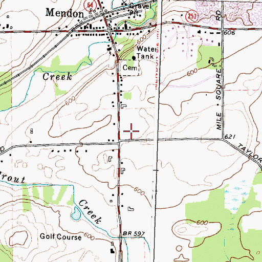 Topographic Map of Mendon Fire Department, NY