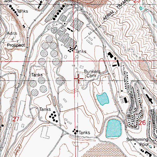 Topographic Map of Bunkers Cemetery, AZ