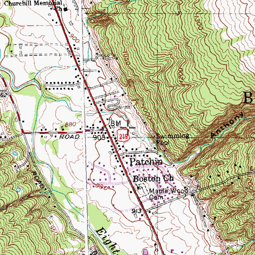 Topographic Map of Patchin Fire Company, NY