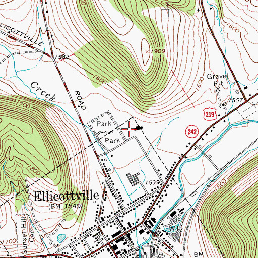 Topographic Map of Ellicottville Fire Department, NY
