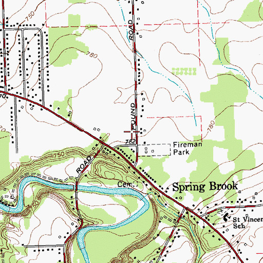 Topographic Map of Spring Brook Volunteer Fire Company, NY