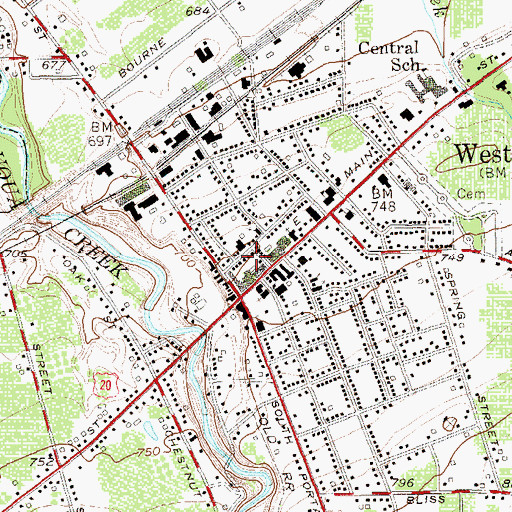 Topographic Map of Westfield Fire Department, NY