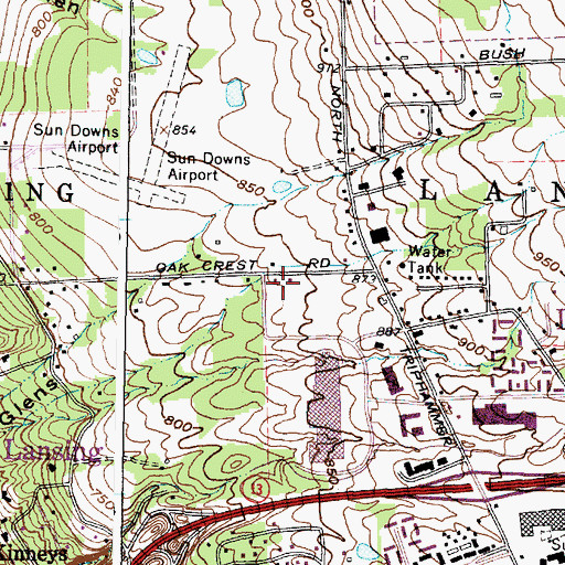 Topographic Map of Lansing Fire Department Station 5, NY