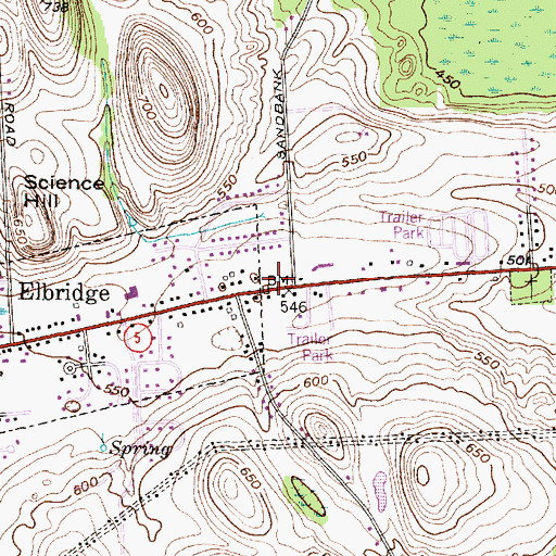 Topographic Map of Elbridge Volunteer Fire Department, NY